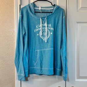 Blue Carnival Cruise “Fascination” Light Weight Turquoise Fashion Hoodie, sz 2XL